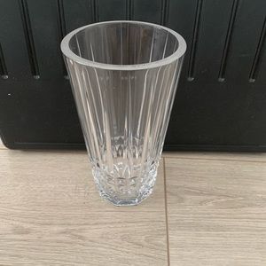 Val St. Lambert Belgium Crystal Vase Wide Neck High End Designer Decor 7 7/8” H